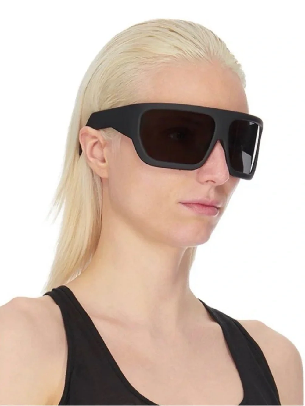 Rick Owens Davis Shield Sunglasses in Glossy Black
